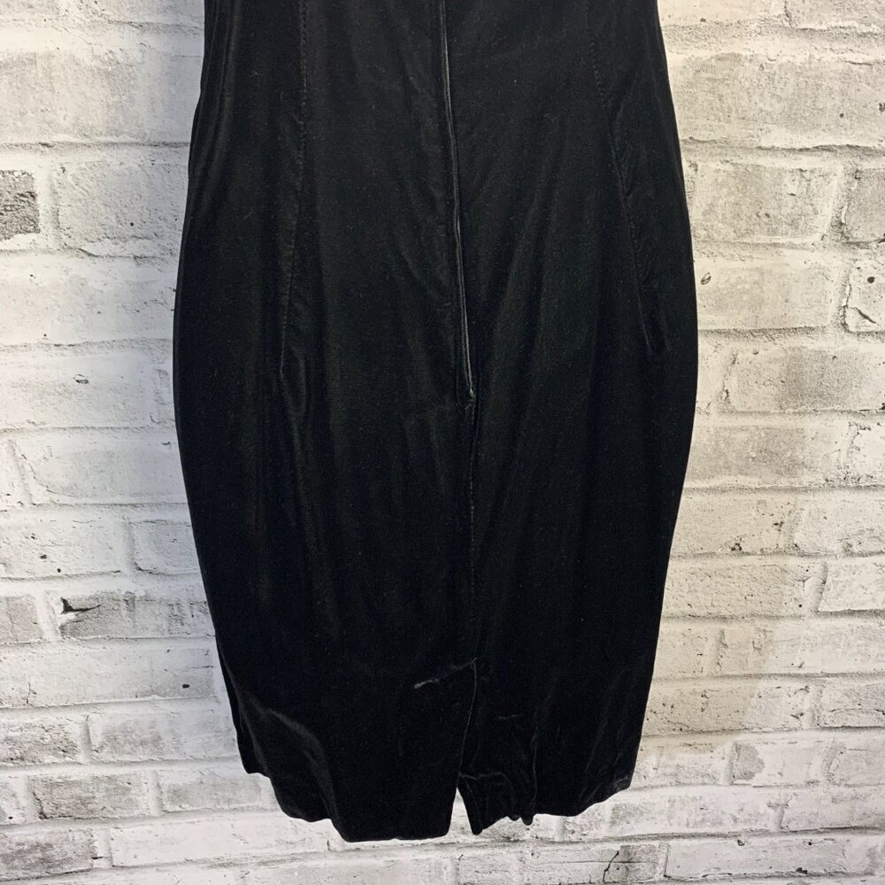 Vintage 90s Y2K Velvet Keyhole Choker Collar Bodycon Witchy Dress - Picture 8 of 16